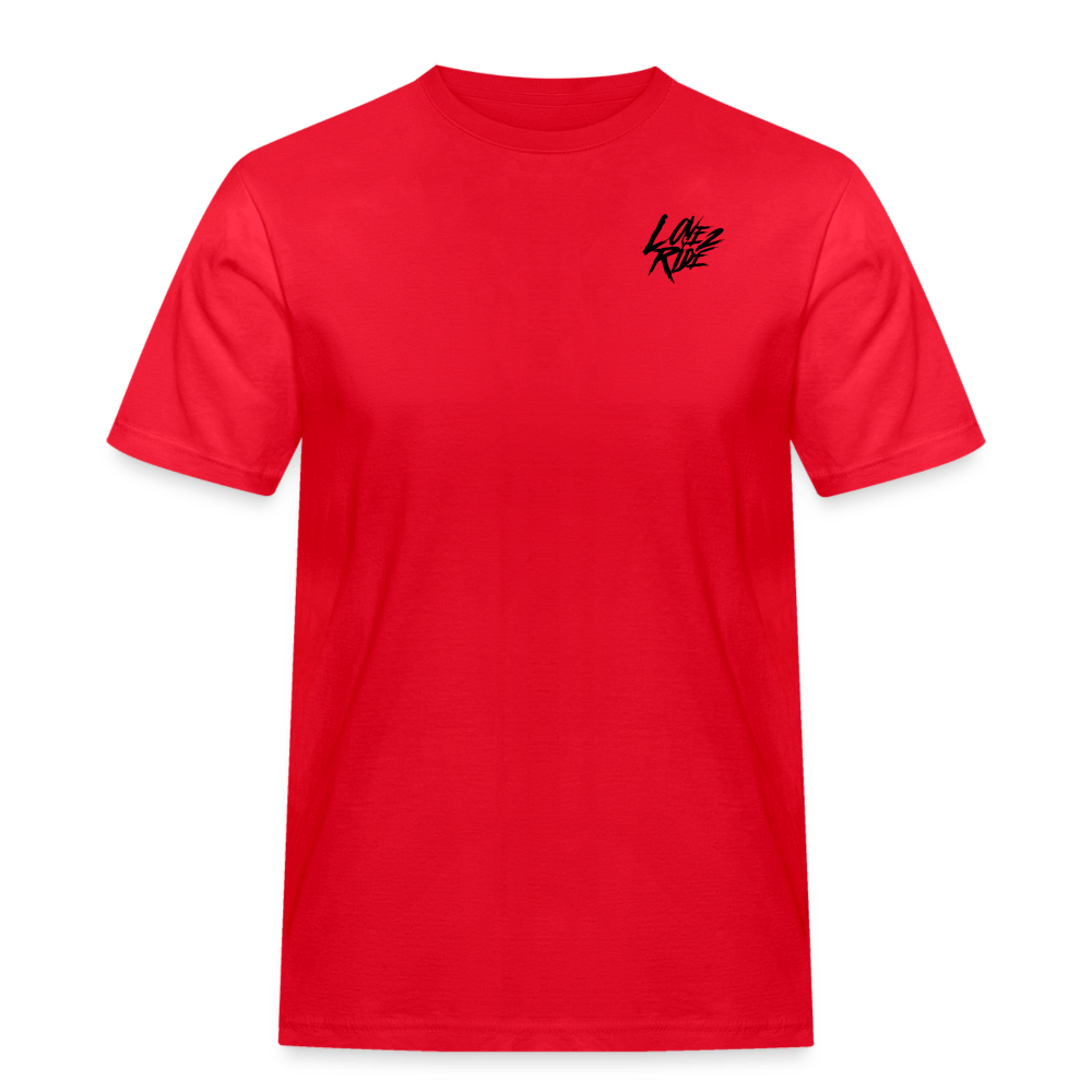 SPOD Männer Workwear T-Shirt Rot / S LOVE 2 RIDE - FRONT / BACK HEAVY MÄNNER RUSSELL ATHLETICS T-SHIRT E-Bike-Community