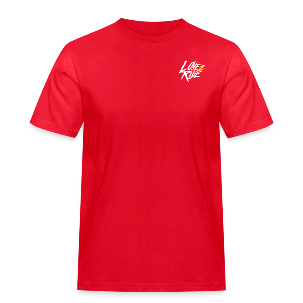 SPOD Männer Workwear T-Shirt Rot / S Love 2 Ride - Männer Heavy Shirt von Russel Athletics E-Bike-Community