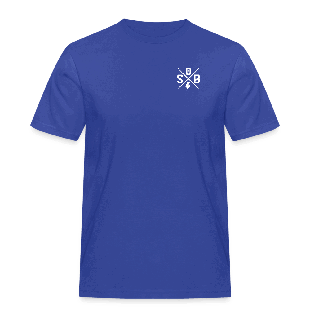 SPOD Männer Workwear T-Shirt Royalblau / S Cross / Haters - 2 Side - Russel Athletics T-Shirt E-Bike-Community