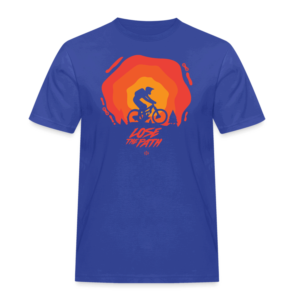 SPOD Männer Workwear T-Shirt Royalblau / S LOSE THE PATH - CREATE YOUR OWN ADVENTURE - Russell Athletic Shirt E-Bike-Community