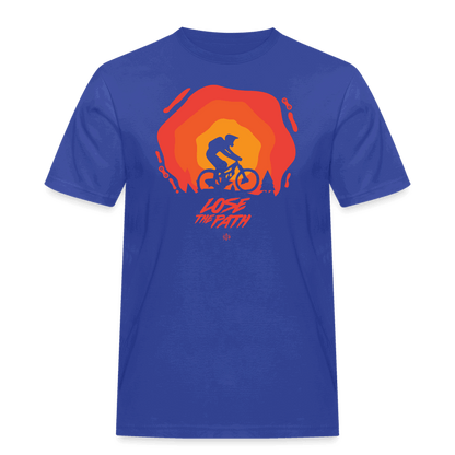 SPOD Männer Workwear T-Shirt Royalblau / S LOSE THE PATH - CREATE YOUR OWN ADVENTURE - Russell Athletic Shirt E-Bike-Community