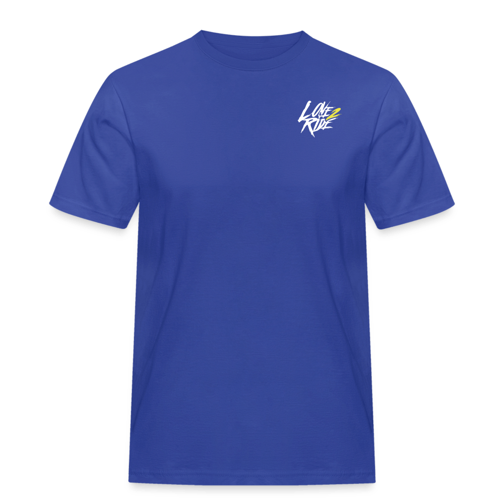 SPOD Männer Workwear T-Shirt Royalblau / S Love 2 Ride - Männer Heavy Shirt von Russel Athletics E-Bike-Community