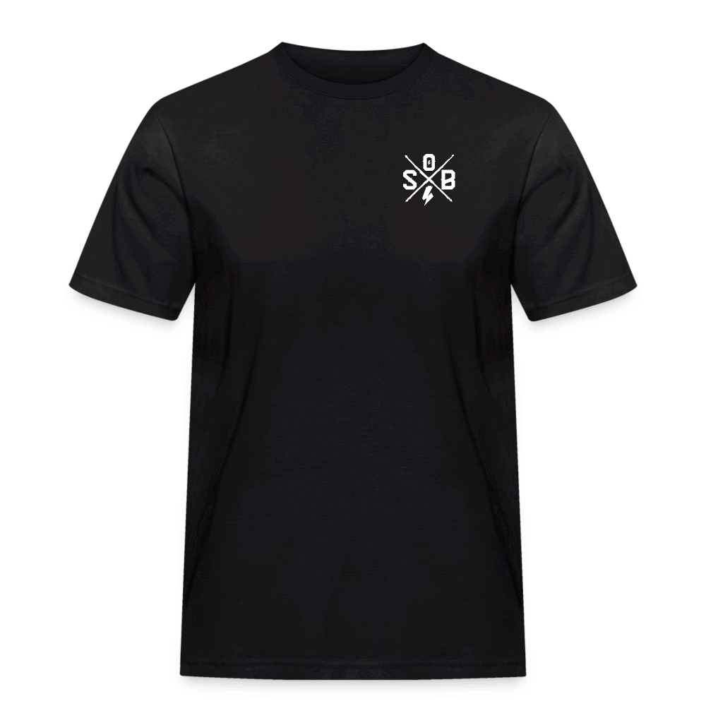 SPOD Männer Workwear T-Shirt Schwarz / S Cross / Haters - 2 Side - Russel Athletics T-Shirt E-Bike-Community