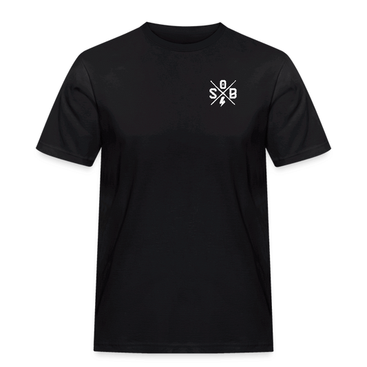 SPOD Männer Workwear T-Shirt Schwarz / S Cross / Haters - 2 Side - Russel Athletics T-Shirt E-Bike-Community