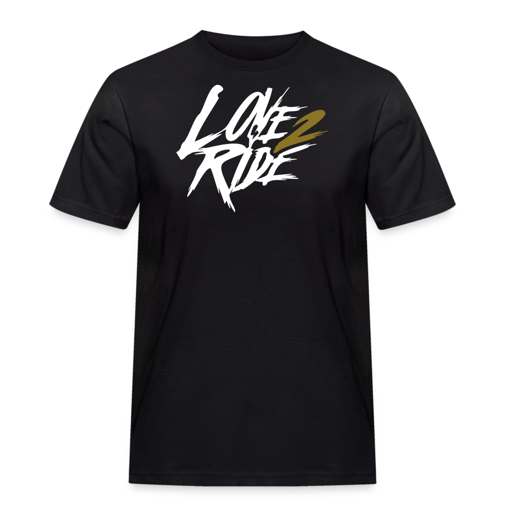 SPOD Männer Workwear T-Shirt Schwarz / S Love 2 Ride - White/Gold - Männer Workwear T-Shirt von Russel Athletic E-Bike-Community