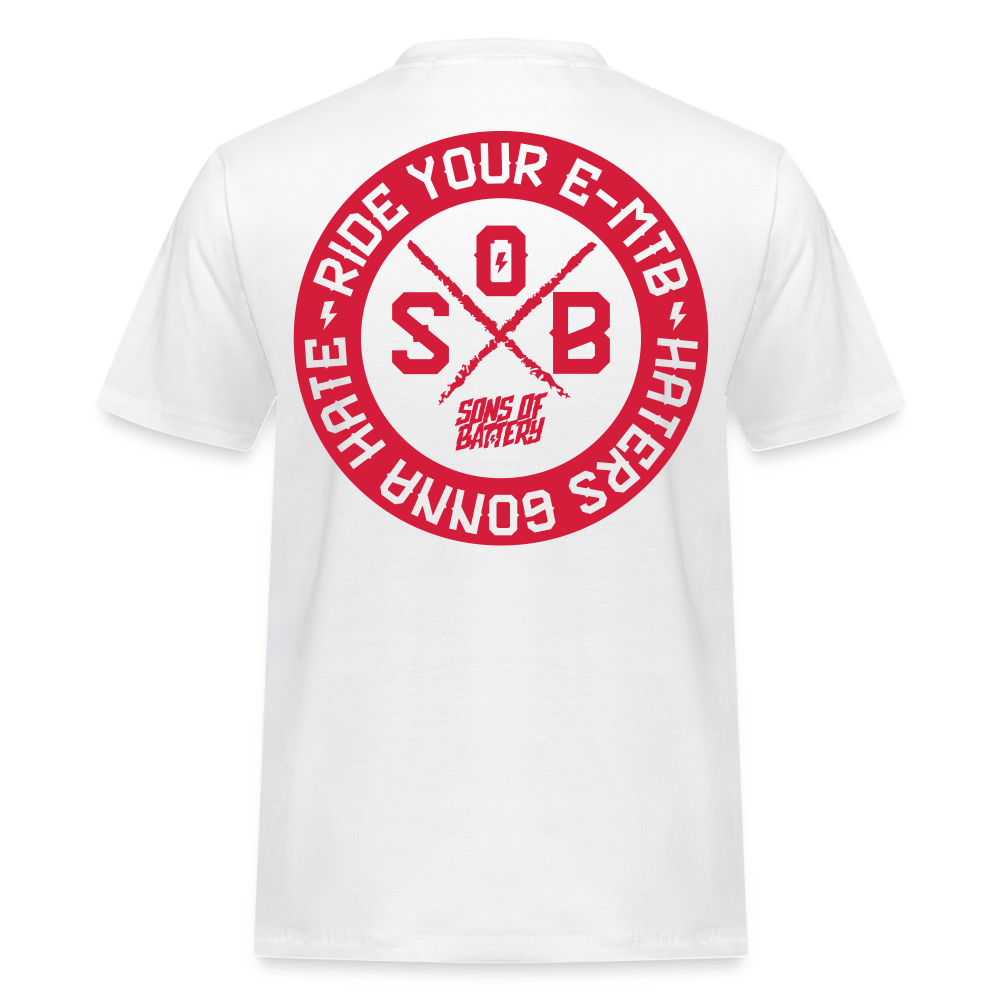 SPOD Männer Workwear T-Shirt Weiß / S Haters gonna Hate - REDLINE - Russel Athletics Shirt E-Bike-Community