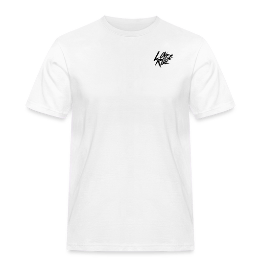 SPOD Männer Workwear T-Shirt Weiß / S LOVE 2 RIDE - FRONT / BACK HEAVY MÄNNER RUSSELL ATHLETICS T-SHIRT E-Bike-Community