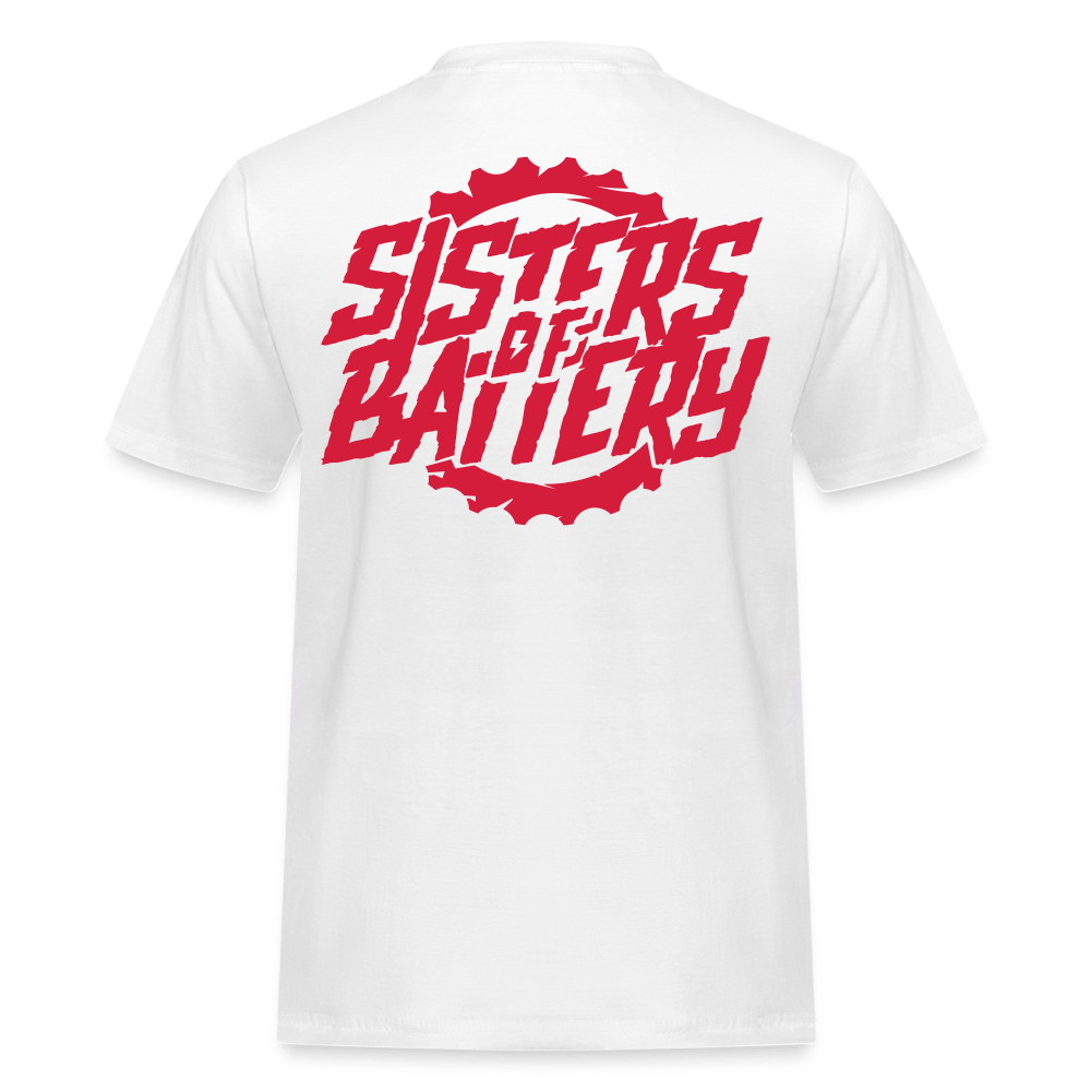 SPOD Männer Workwear T-Shirt Weiß / S Sisters of Battery - REDLINE - Russel Athletics Shirt E-Bike-Community