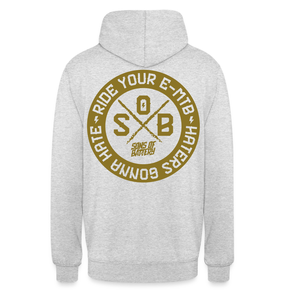 SPOD Unisex Hoodie Hellgrau meliert / S "Haters" - Gold - Sons of Battery - Unisex Hoodie E-Bike-Community