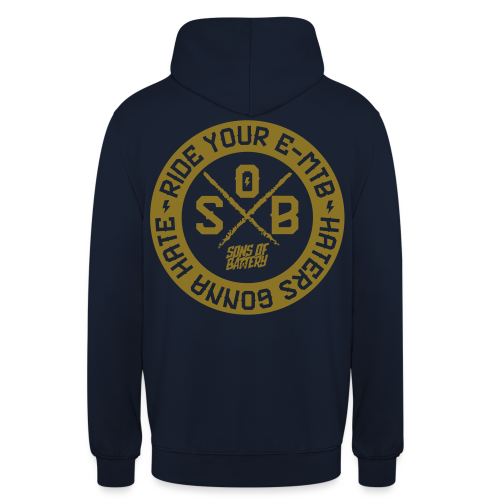 SPOD Unisex Hoodie Navy / S "Haters" - Gold - Sons of Battery - Unisex Hoodie E-Bike-Community