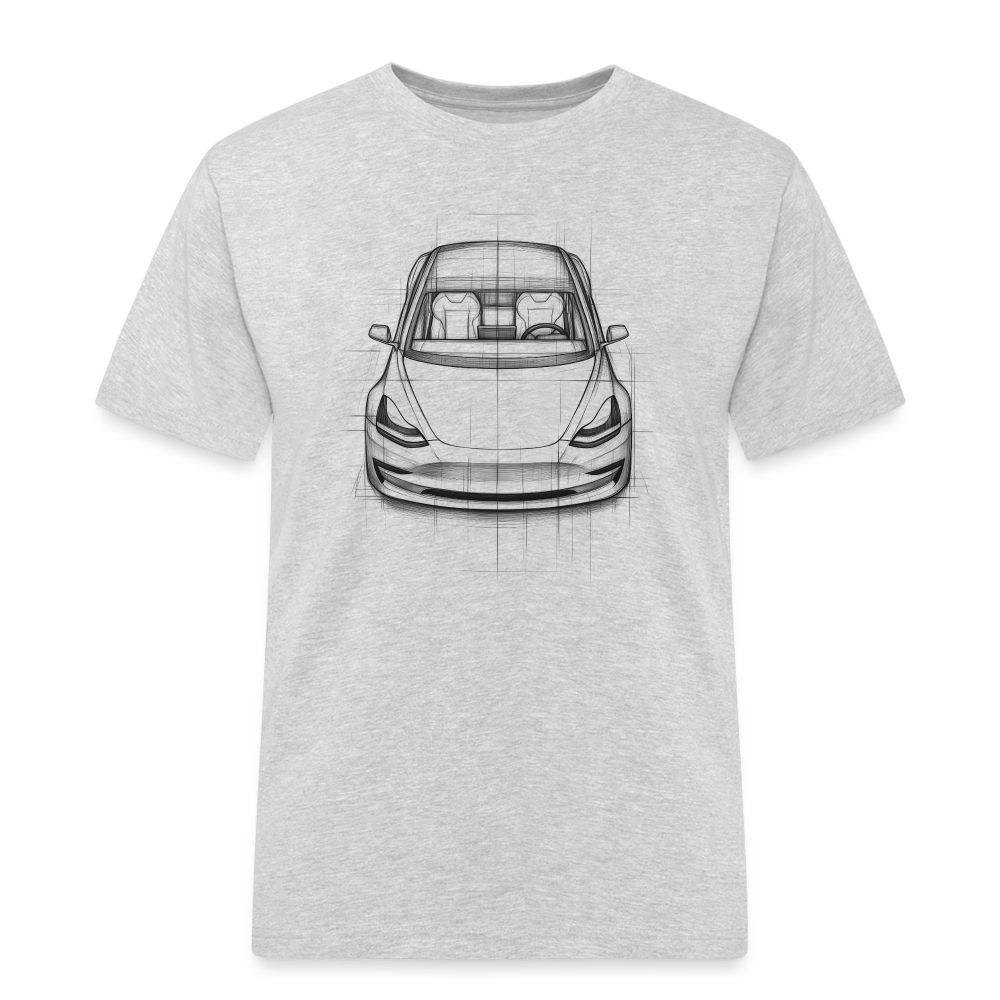 Spreadconnect Männer Workwear T-Shirt Grau meliert / S Tesla Model Y Shirt - Männer Workwear T-Shirt E-Bike-Community