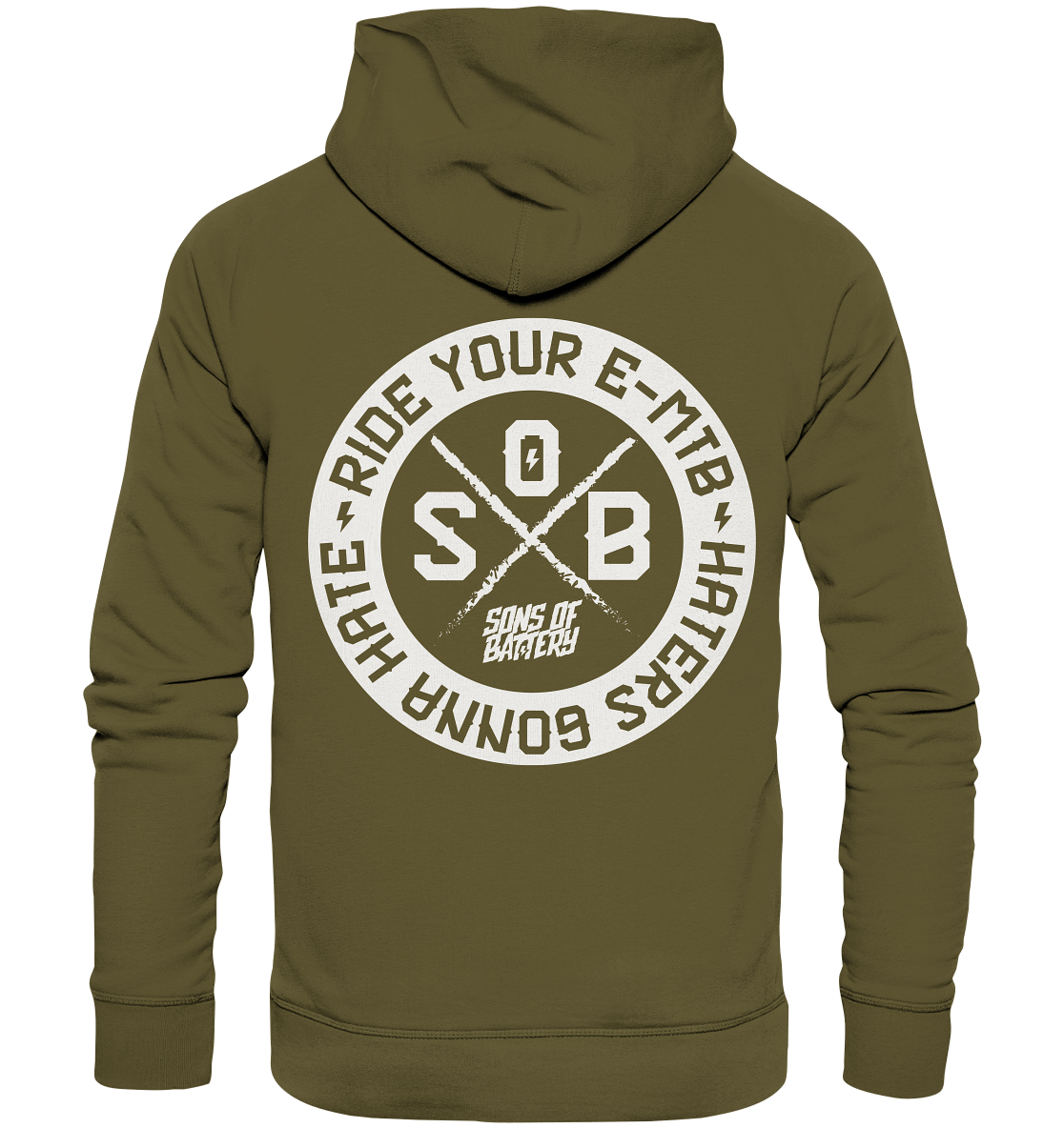 Sons of Battery® - E-MTB Brand & Community Hoodies British Khaki / XS Haters gonna Hate - Organic Hoodie (Flip Label) E-Bike-Community