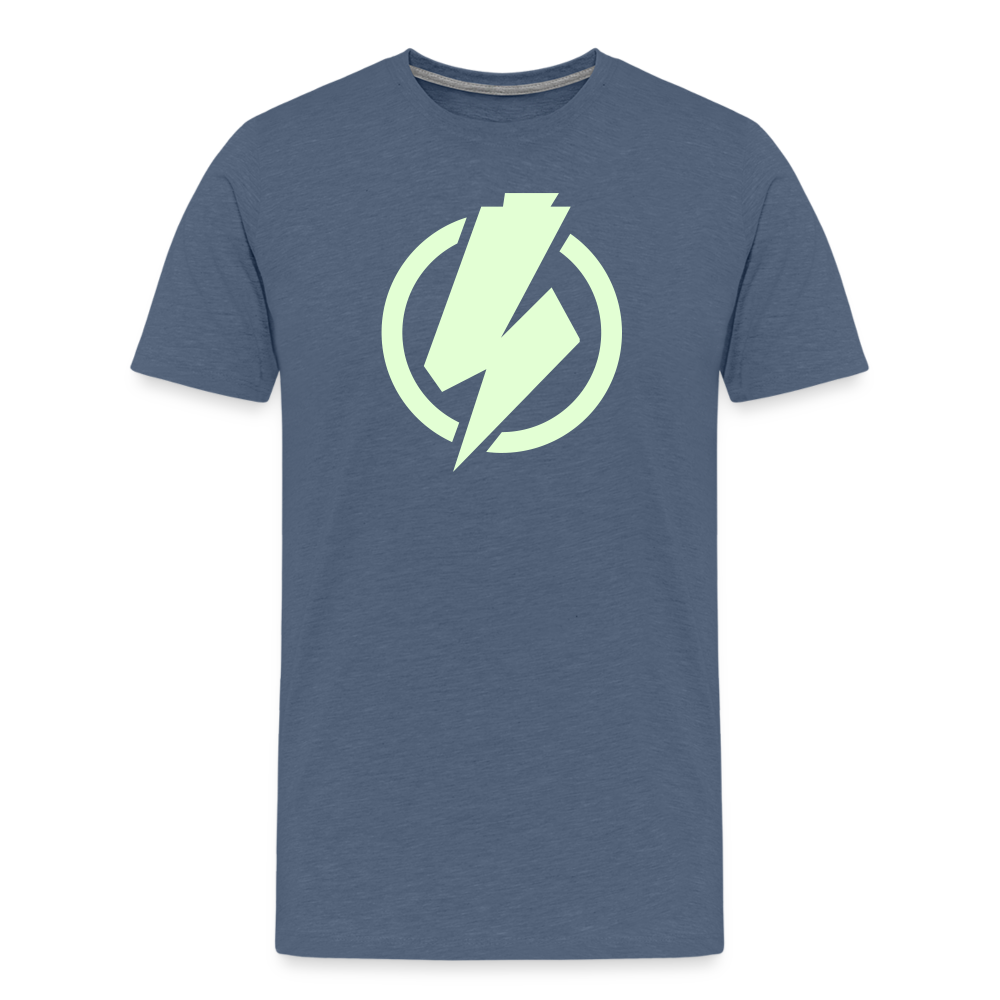 SPOD Männer Premium T-Shirt | Spreadshirt 812 Blau meliert / S Lightning - Glow in the Dark - Männer Premium T-Shirt E-Bike-Community