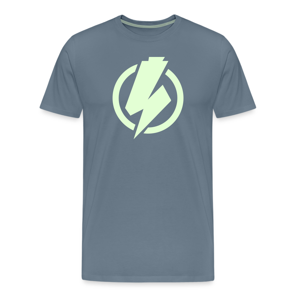 SPOD Männer Premium T-Shirt | Spreadshirt 812 Blaugrau / S Lightning - Glow in the Dark - Männer Premium T-Shirt E-Bike-Community