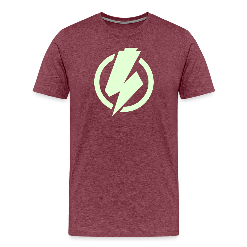 SPOD Männer Premium T-Shirt | Spreadshirt 812 Bordeauxrot meliert / S Lightning - Glow in the Dark - Männer Premium T-Shirt E-Bike-Community