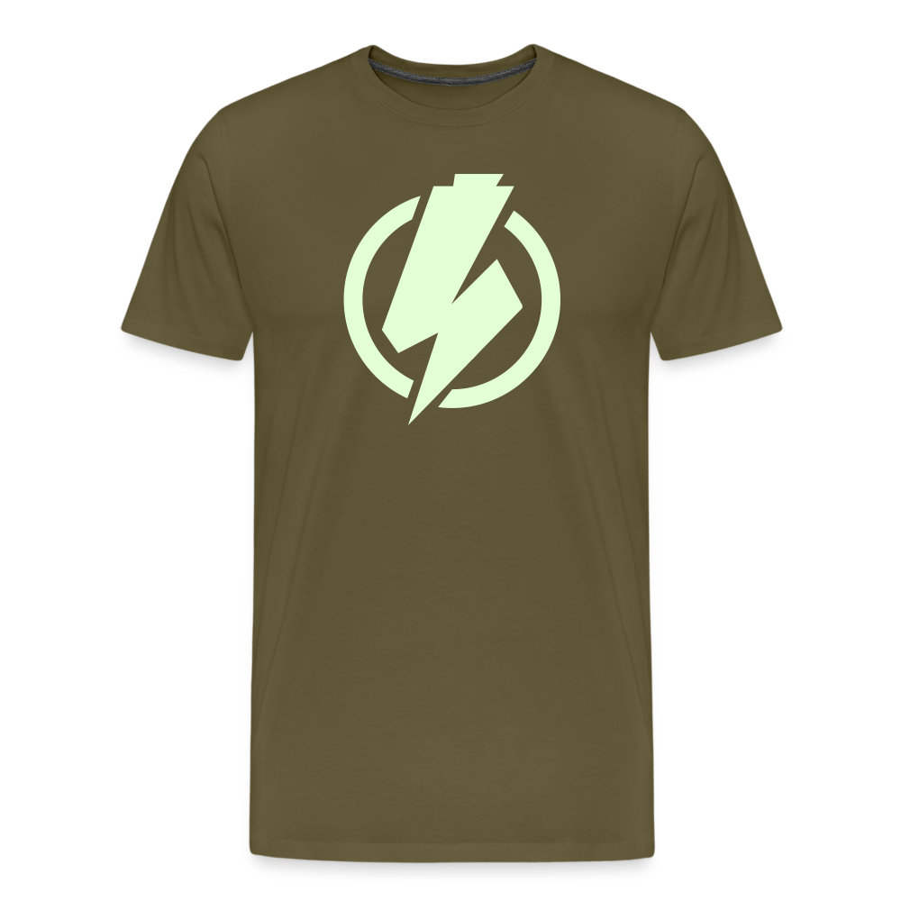 SPOD Männer Premium T-Shirt | Spreadshirt 812 Khaki / S Lightning - Glow in the Dark - Männer Premium T-Shirt E-Bike-Community