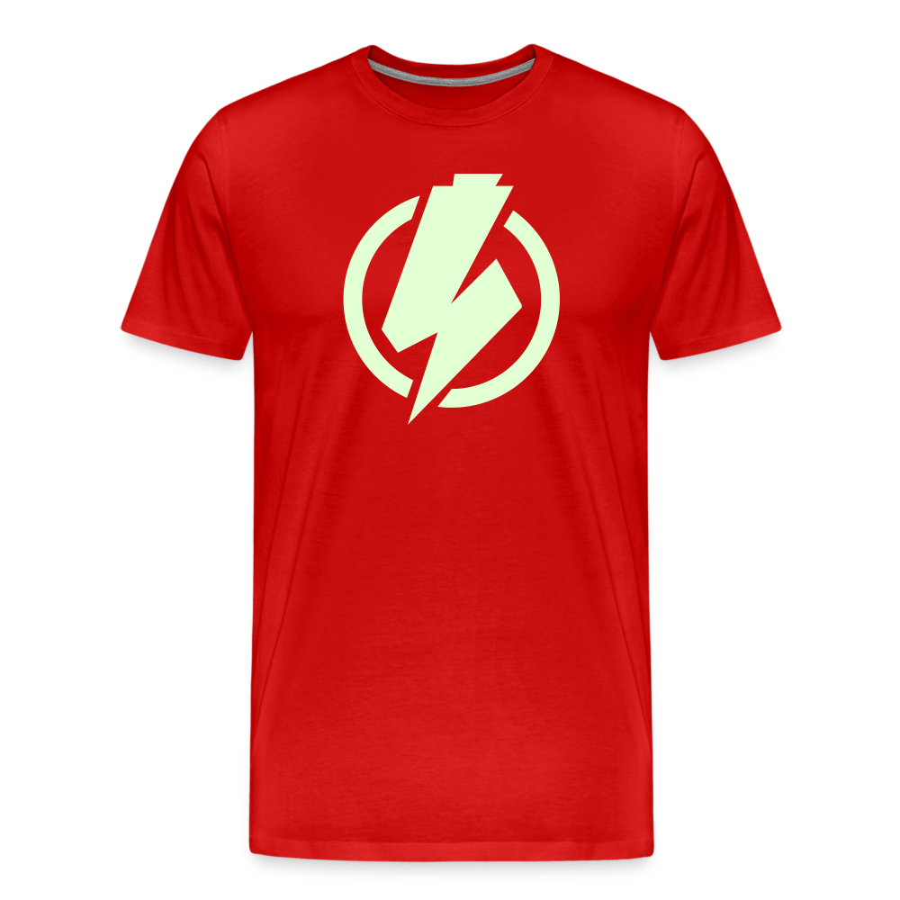 SPOD Männer Premium T-Shirt | Spreadshirt 812 Rot / S Lightning - Glow in the Dark - Männer Premium T-Shirt E-Bike-Community